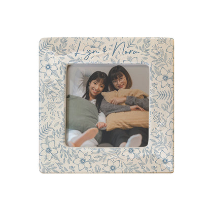 Personalised Blue Floral Ceramic 4x4 Photo Frame – Elegant Birthday Gift for Her - image 4