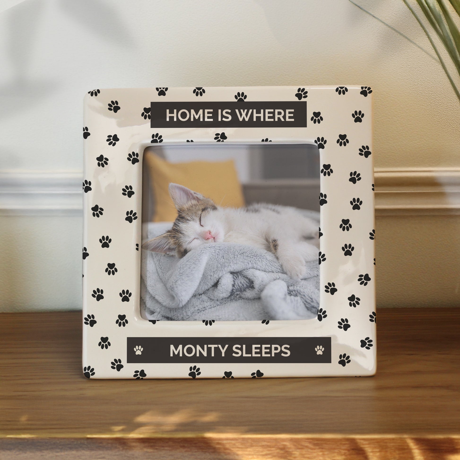 Personalised Pet Paw Print Ceramic 4x4 Photo Frame – Pet Lover Birthday Gift - image 2