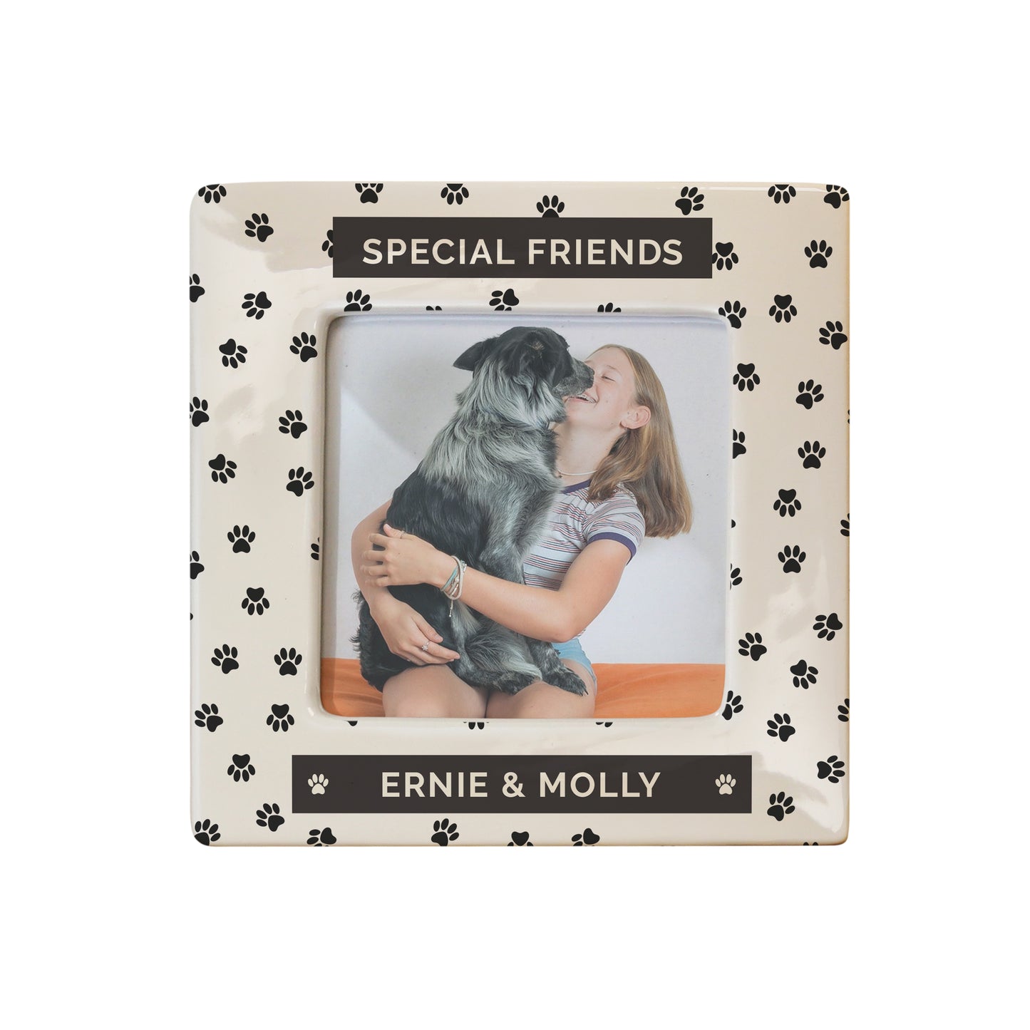 Personalised Pet Paw Print Ceramic 4x4 Photo Frame – Pet Lover Birthday Gift - image 4
