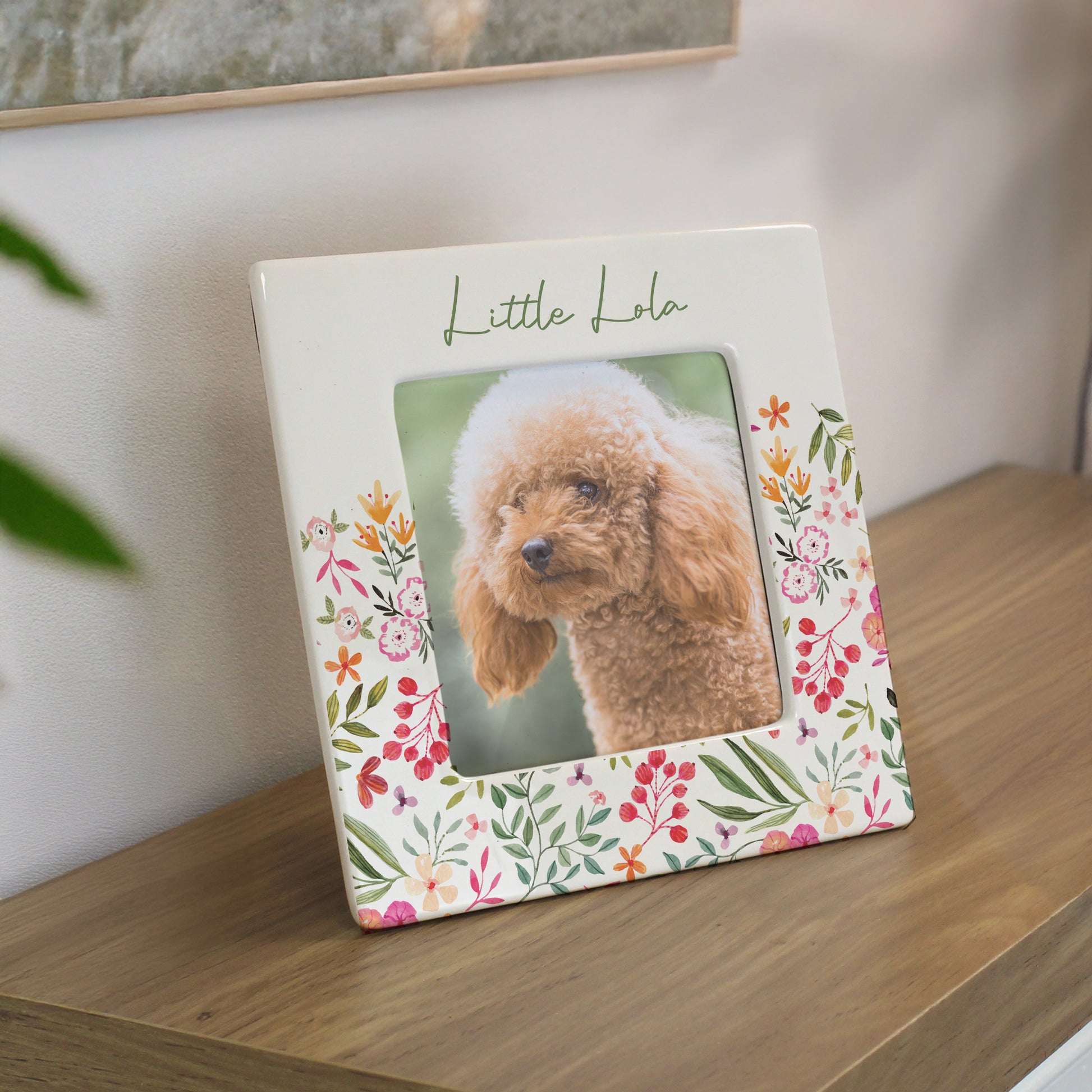 Personalised Floral Ceramic 4x4 Photo Frame – Elegant Birthday Gift for Her - image 3