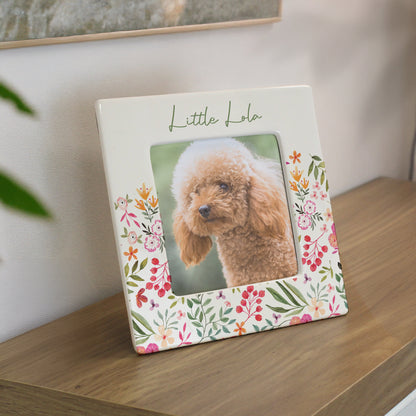 Personalised Floral Ceramic 4x4 Photo Frame – Elegant Birthday Gift for Her - image 3