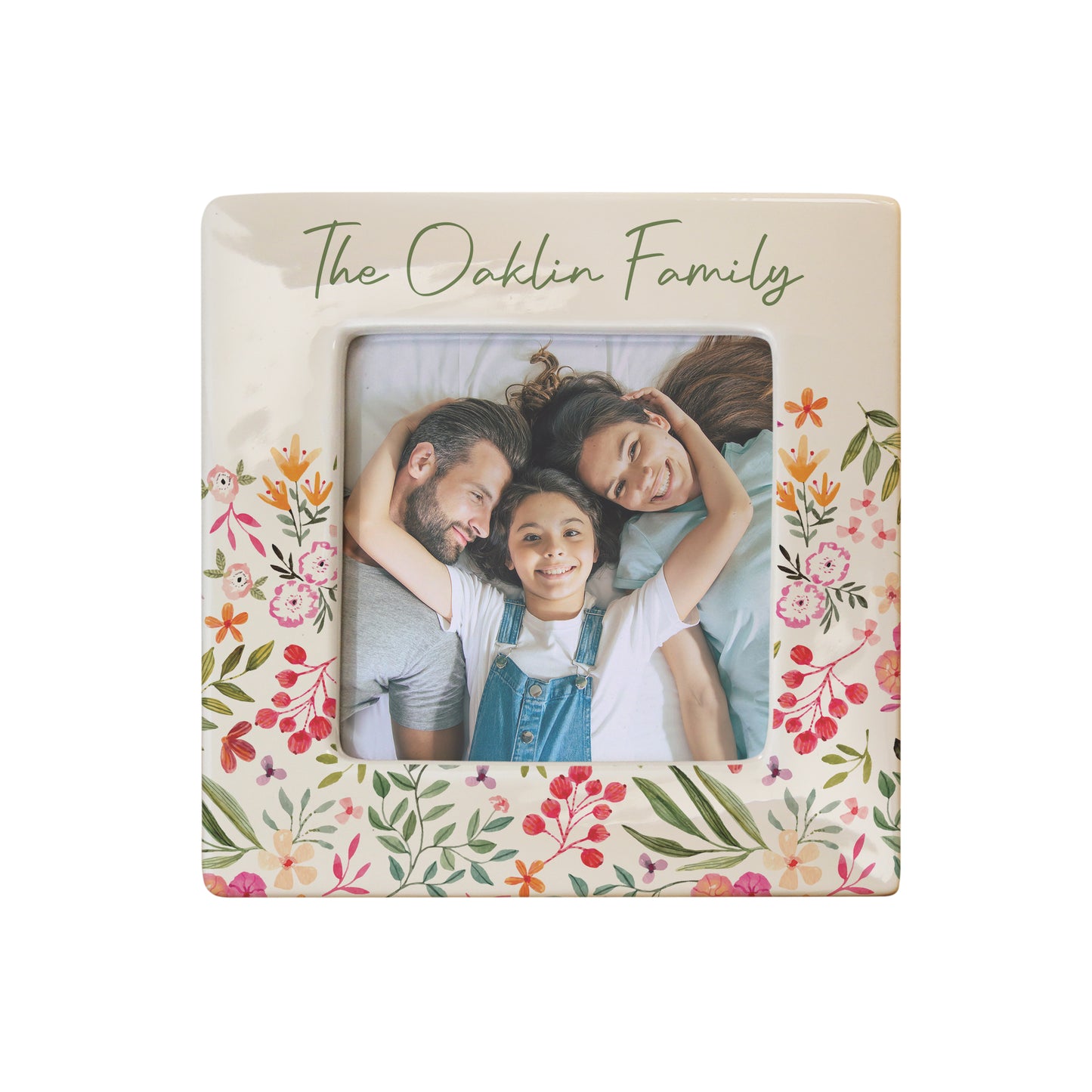 Personalised Floral Ceramic 4x4 Photo Frame – Elegant Birthday Gift for Her - image 4