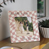 Personalised Pink Checkerboard Ceramic 4x4 Photo Frame – Birthday Gift for Her