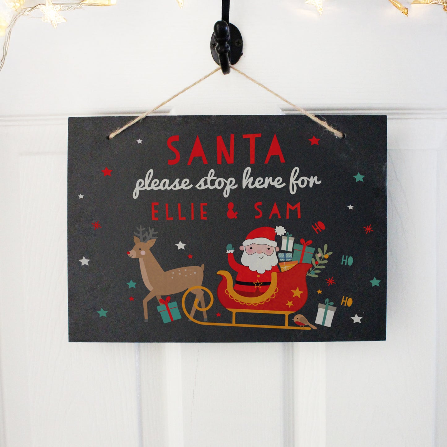 Personalised Santa Stop Here Slate Sign – Children's Christmas Gift - image 2
