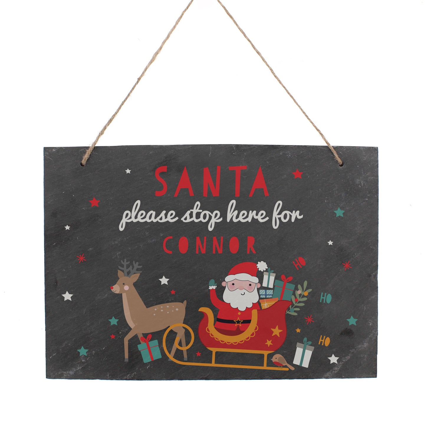 Personalised Santa Stop Here Slate Sign – Children's Christmas Gift - image 5