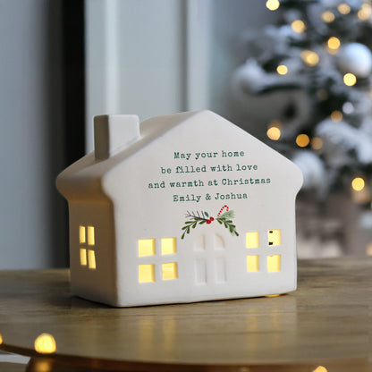 Personalised Christmas LED Ceramic Light Up House – Christmas Home Decor Gift