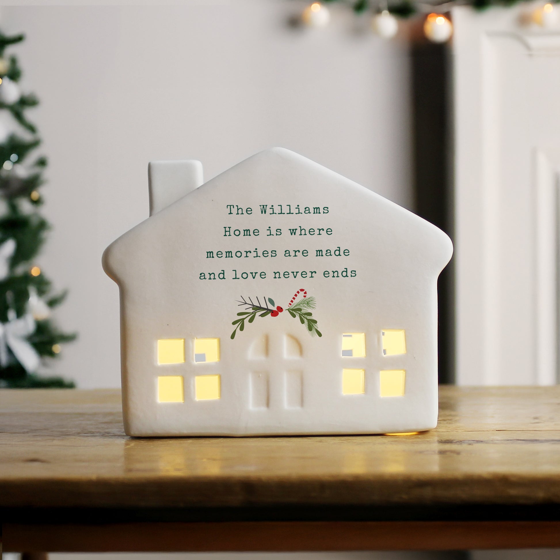 Personalised Christmas LED Ceramic Light Up House – Christmas Home Decor Gift - image 2
