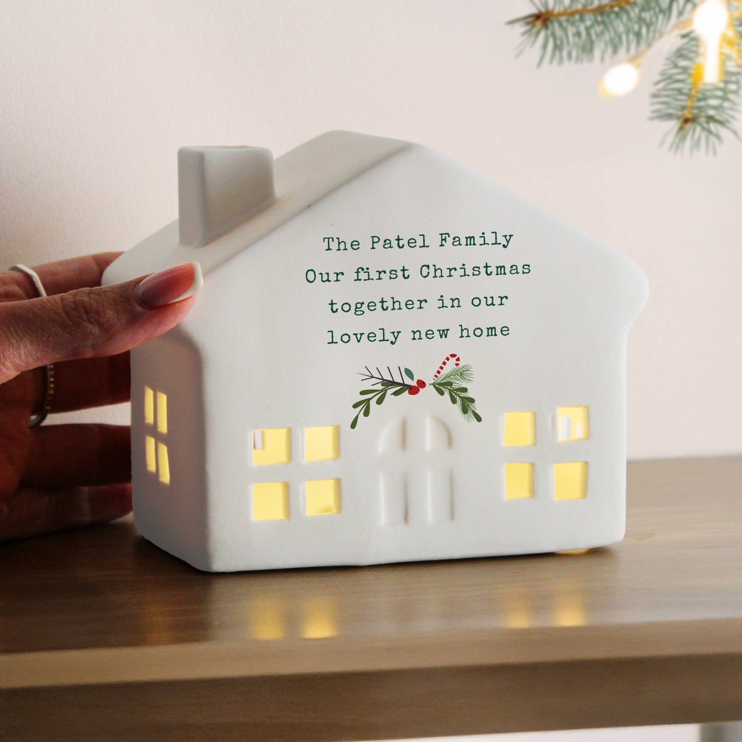 Personalised Christmas LED Ceramic Light Up House – Christmas Home Decor Gift - image 3