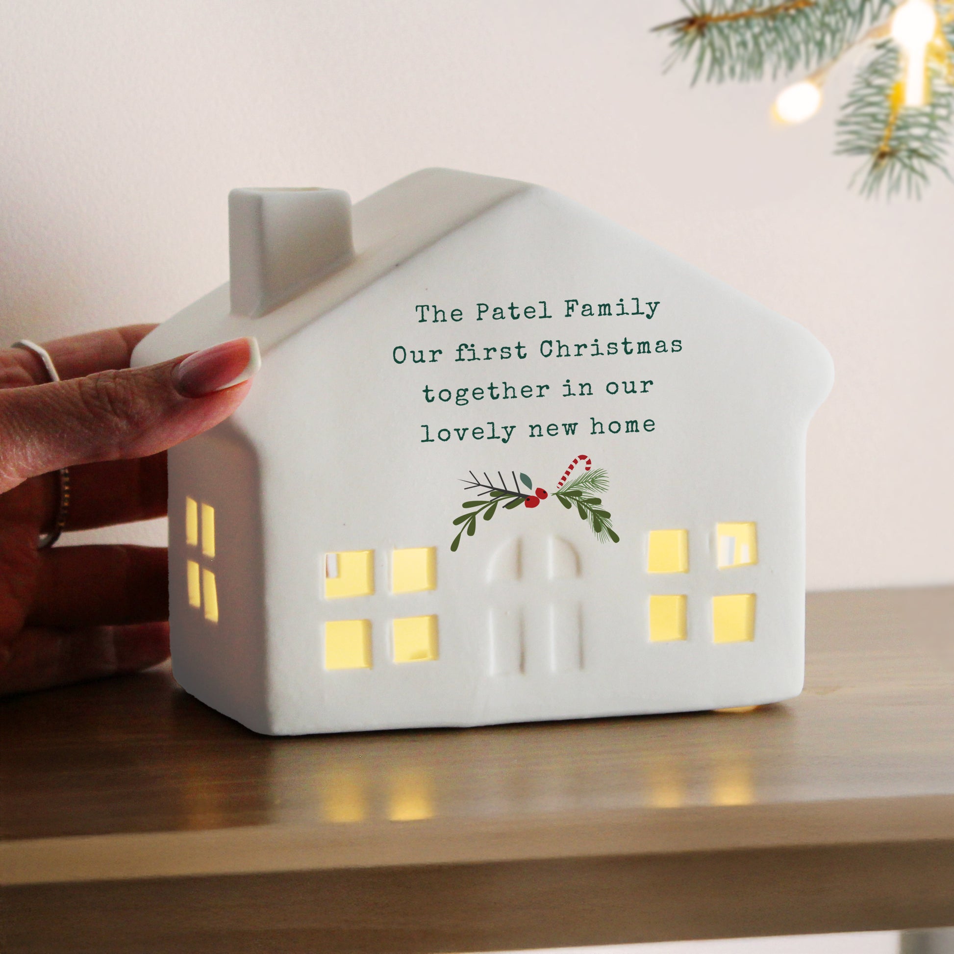 Personalised Christmas LED Ceramic Light Up House – Christmas Home Decor Gift - image 3