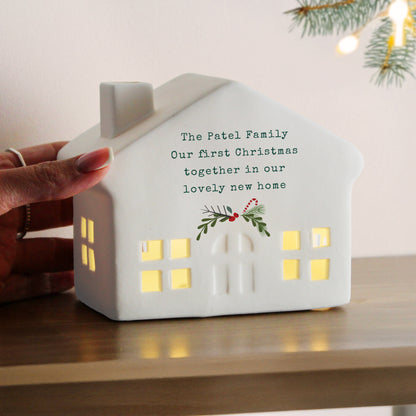 Personalised Christmas LED Ceramic Light Up House – Christmas Home Decor Gift - image 3