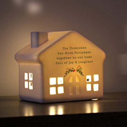Personalised Christmas LED Ceramic Light Up House – Christmas Home Decor Gift - image 4