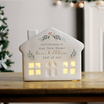 Personalised Christmas Foliage LED Ceramic Light Up House – Christmas Gift - image 2