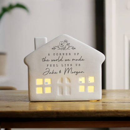Personalised Floral LED Ceramic Light Up House – Christmas Home Decor Gift - image 2