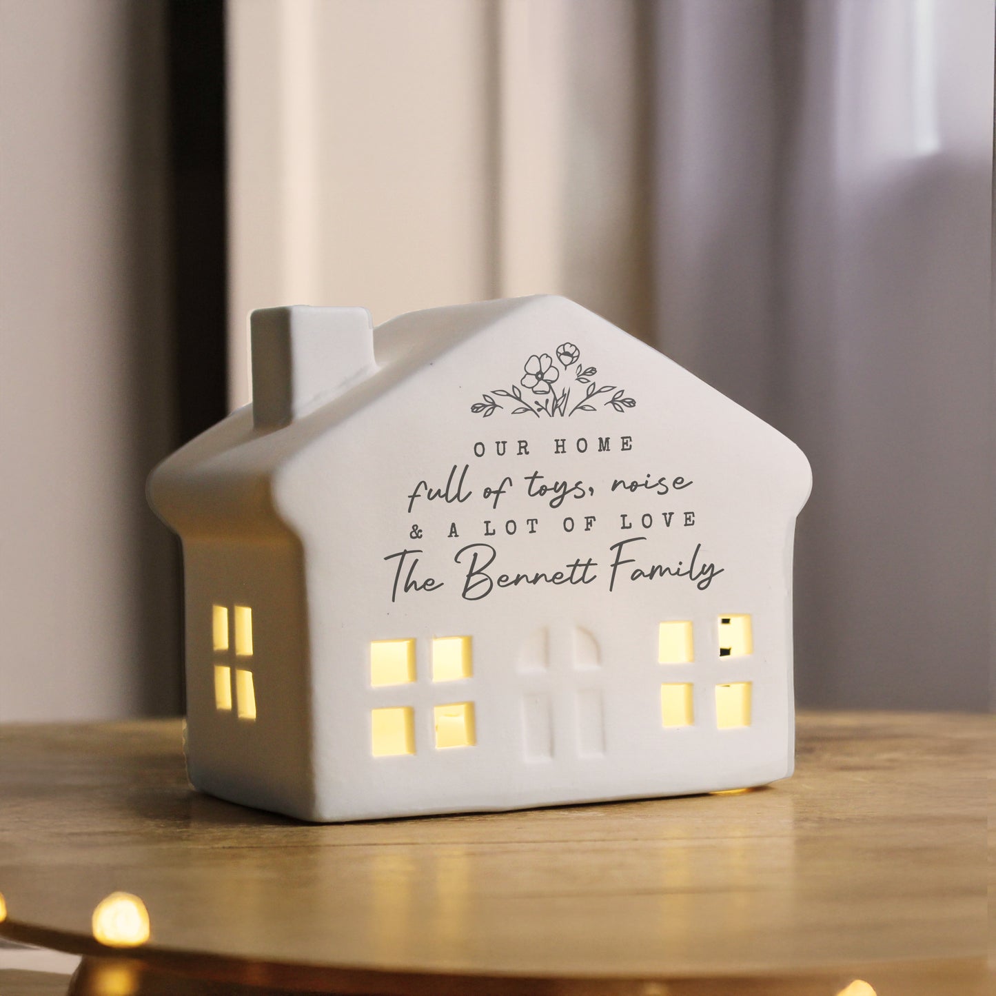 Personalised Floral LED Ceramic Light Up House – Christmas Home Decor Gift - image 3