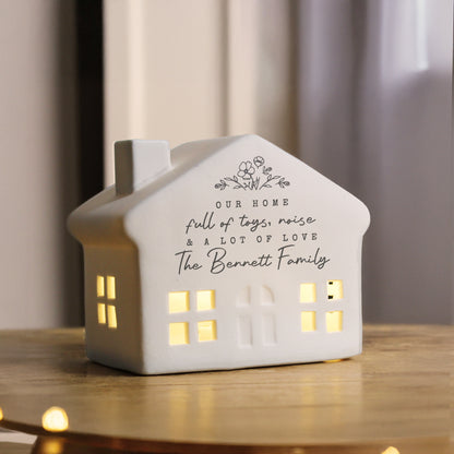 Personalised Floral LED Ceramic Light Up House – Christmas Home Decor Gift - image 3