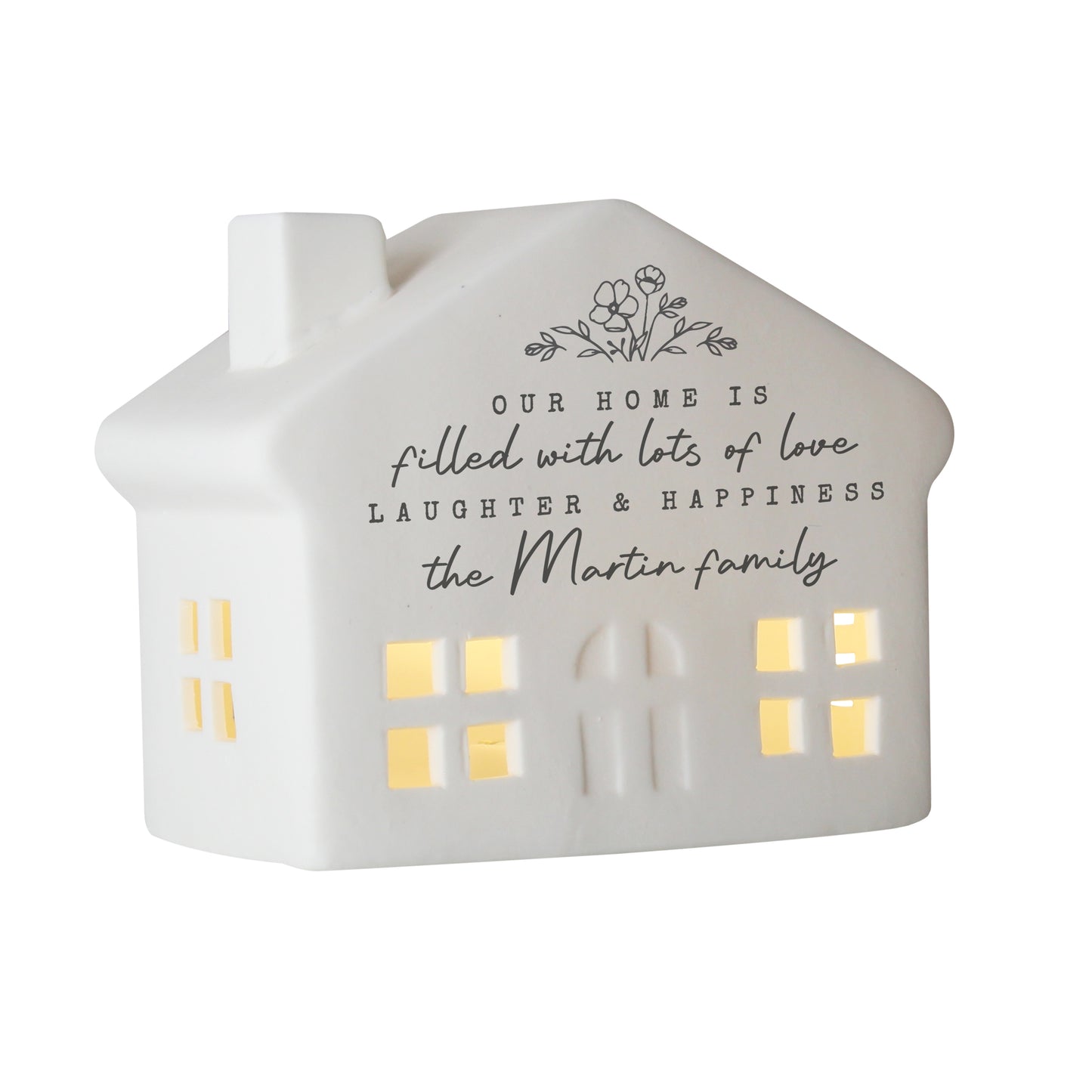 Personalised Floral LED Ceramic Light Up House – Christmas Home Decor Gift - image 5