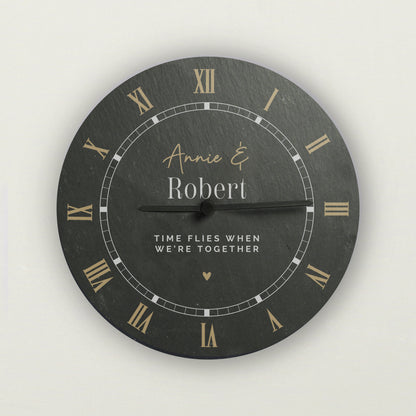 Personalised Black & Gold Slate Clock - image 2