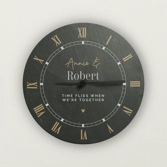Personalised Black & Gold Slate Clock - image 2