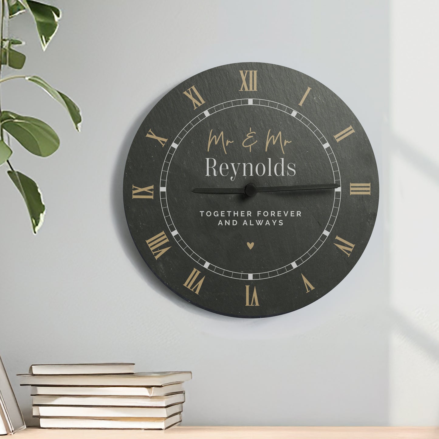 Personalised Black & Gold Slate Clock - image 3