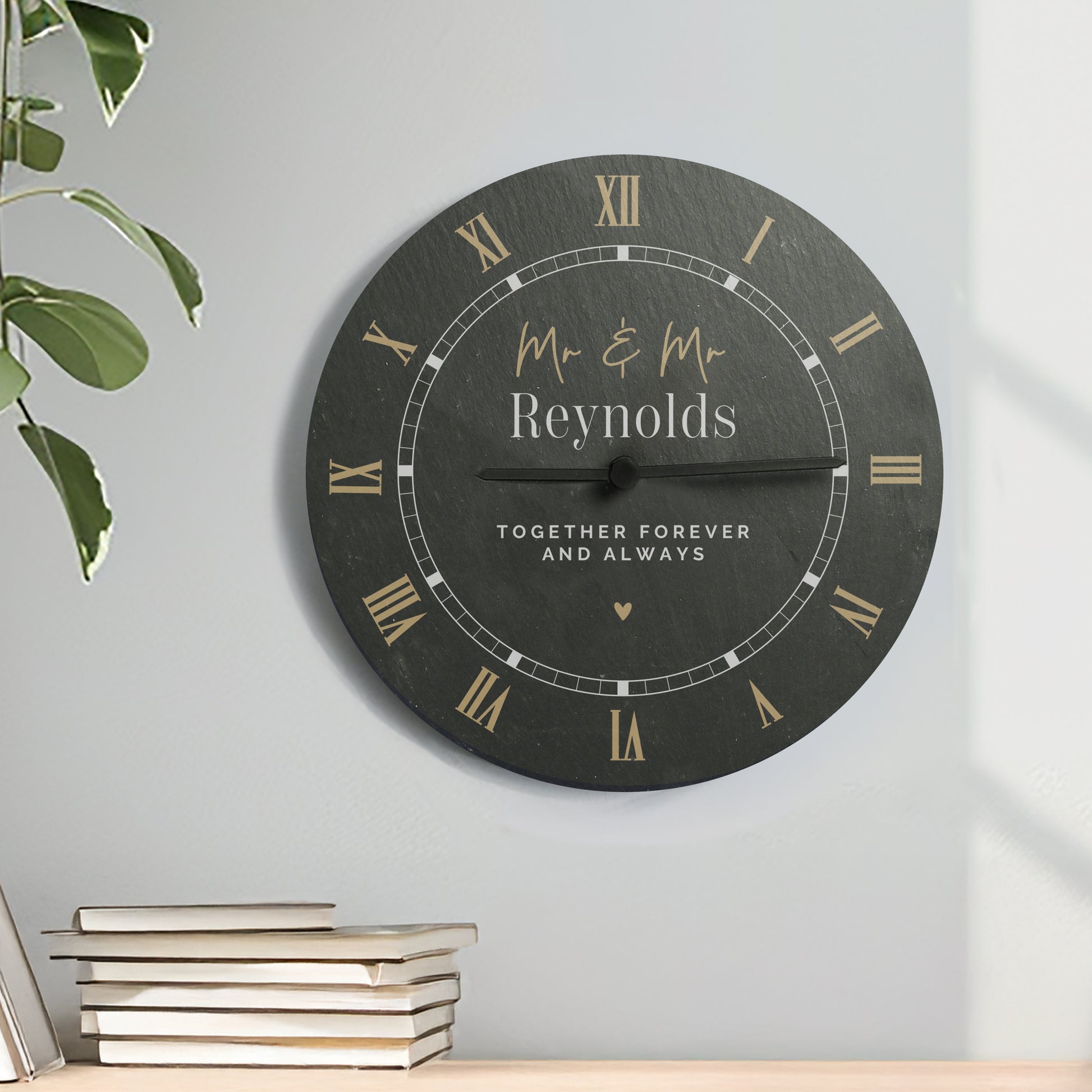 Personalised Black & Gold Slate Clock - image 3