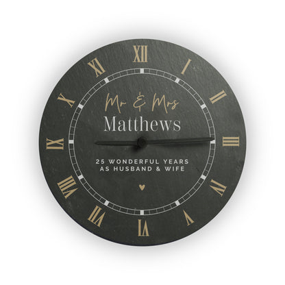 Personalised Black & Gold Slate Clock - image 4