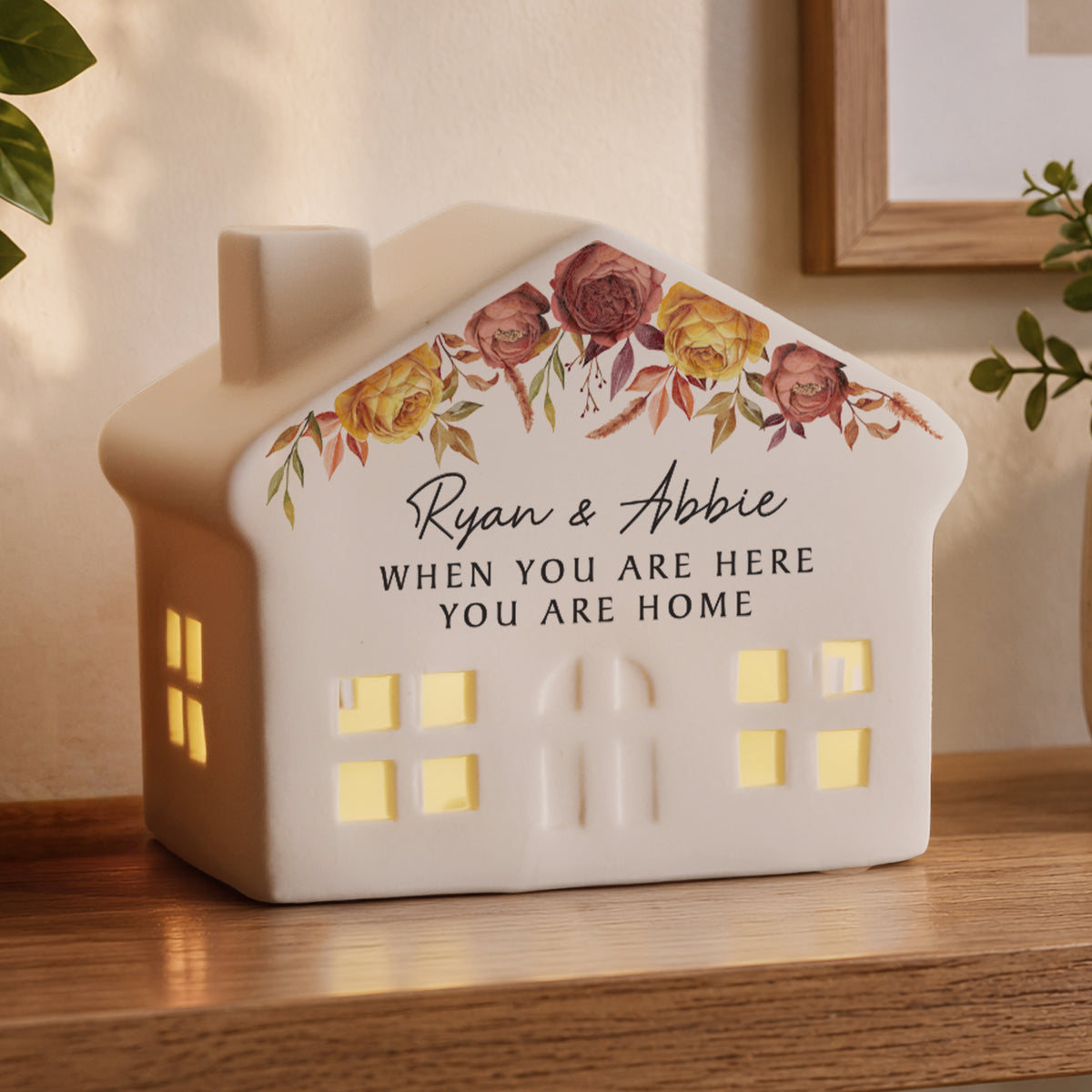 Personalised Floral Autumnal LED House from Heartfelt Gifts