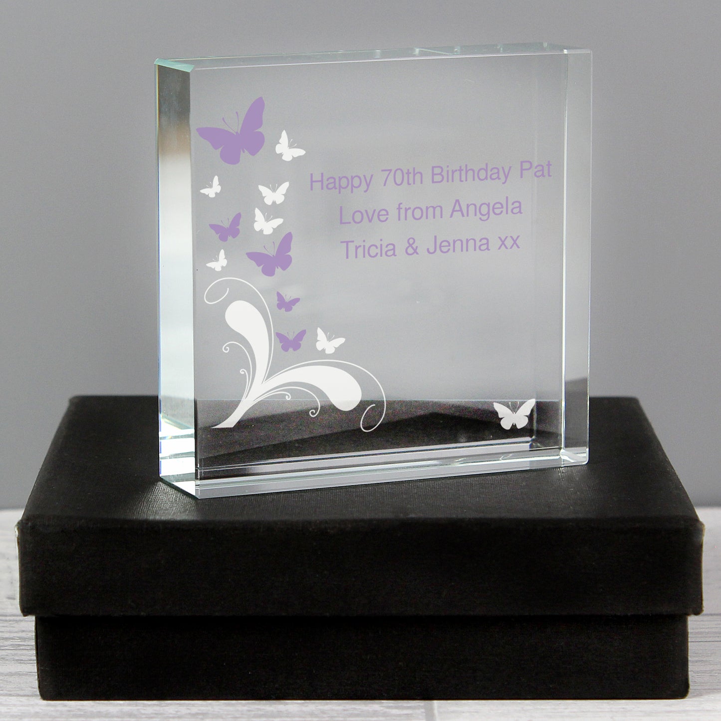 Personalised Butterflies Crystal Token from Heartfelt Gifts