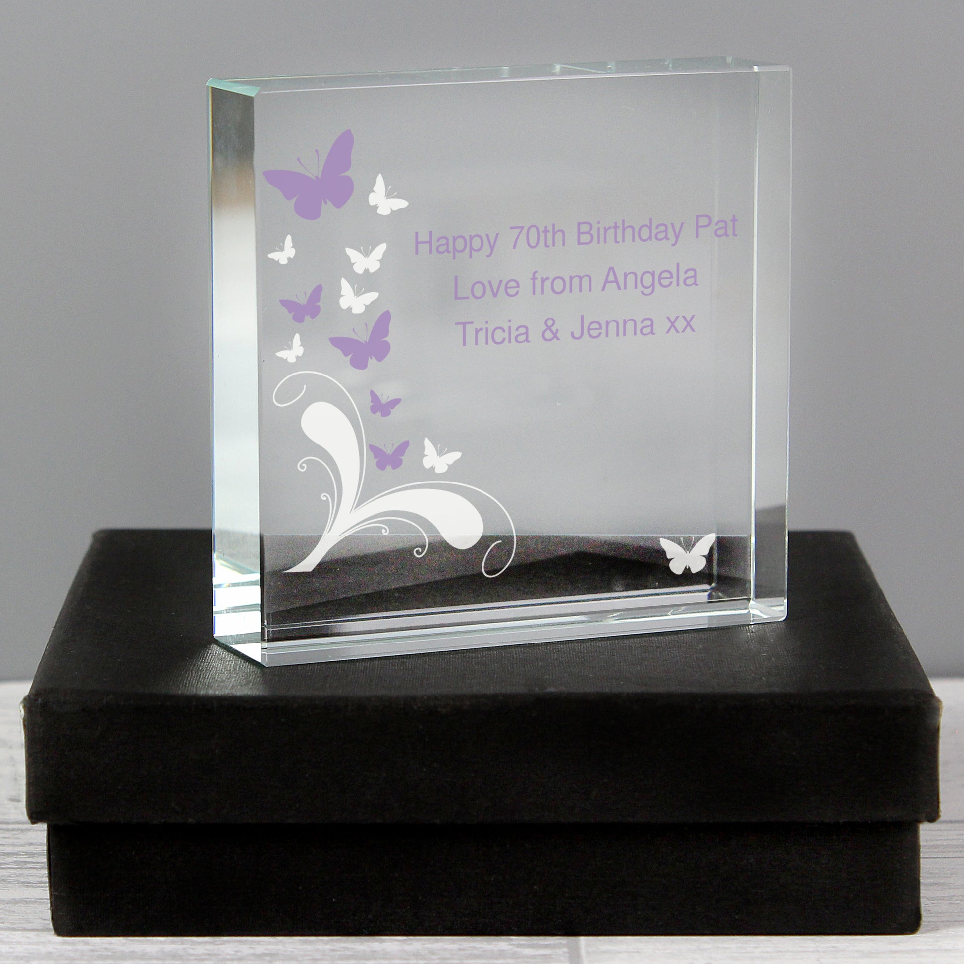 Personalised Butterflies Crystal Token from Heartfelt Gifts
