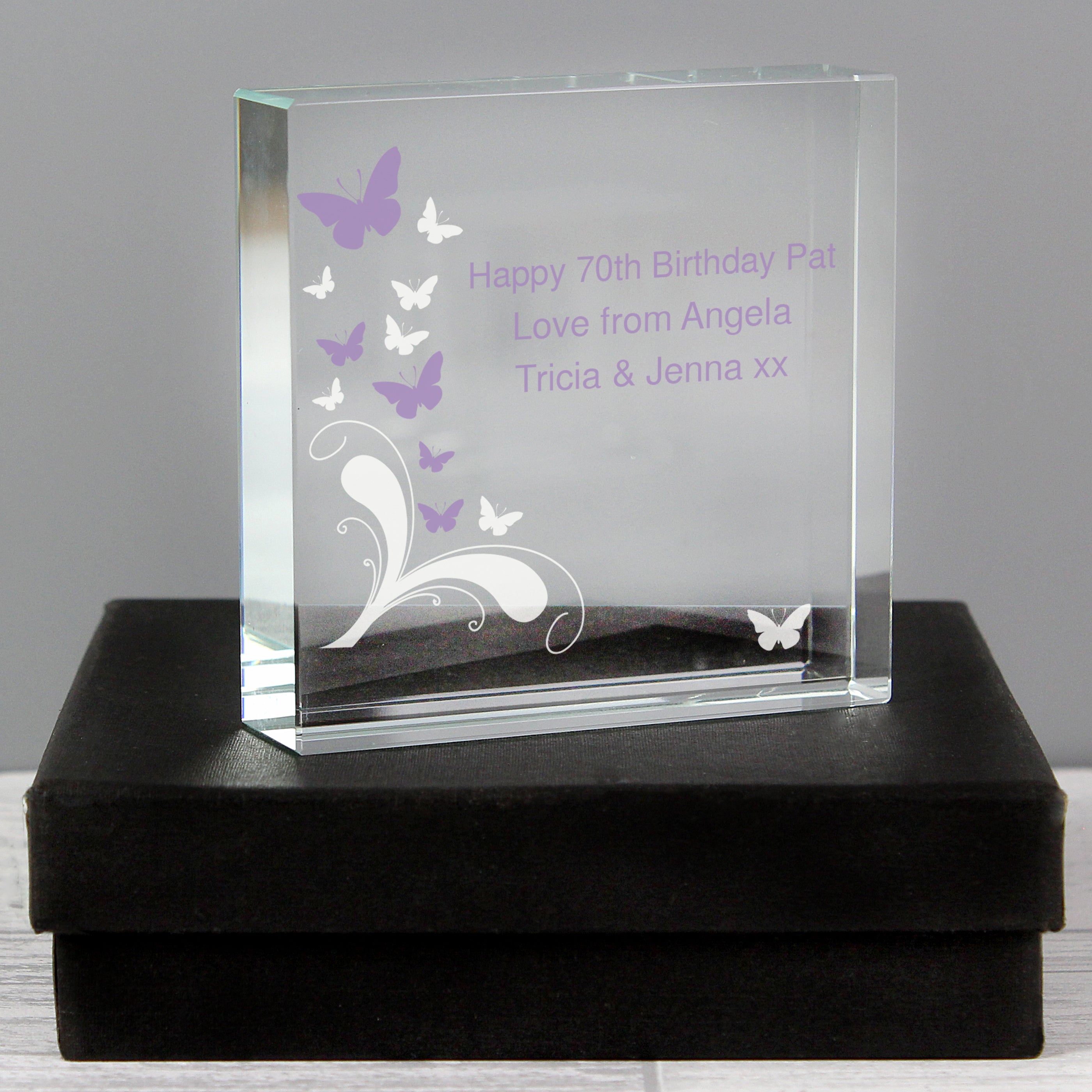 Personalised Butterflies Crystal Token from Heartfelt Gifts