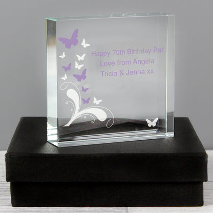 Personalised Butterflies Crystal Token from Heartfelt Gifts