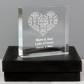 Personalised Damask White Heart Crystal Token from Heartfelt Gifts