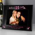 Personalised 21st Birthday Black Glass 5x7 Photo Frame from Heartfelt Gifts