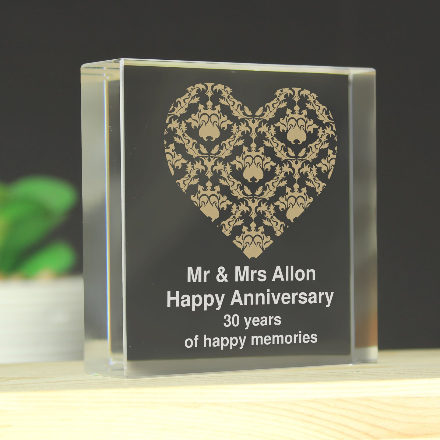 Personalised Gold Damask Heart Crystal Token - image 2