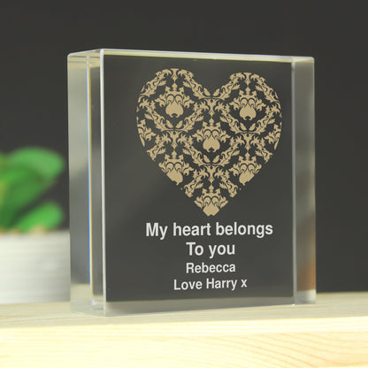Personalised Gold Damask Heart Crystal Token - image 4