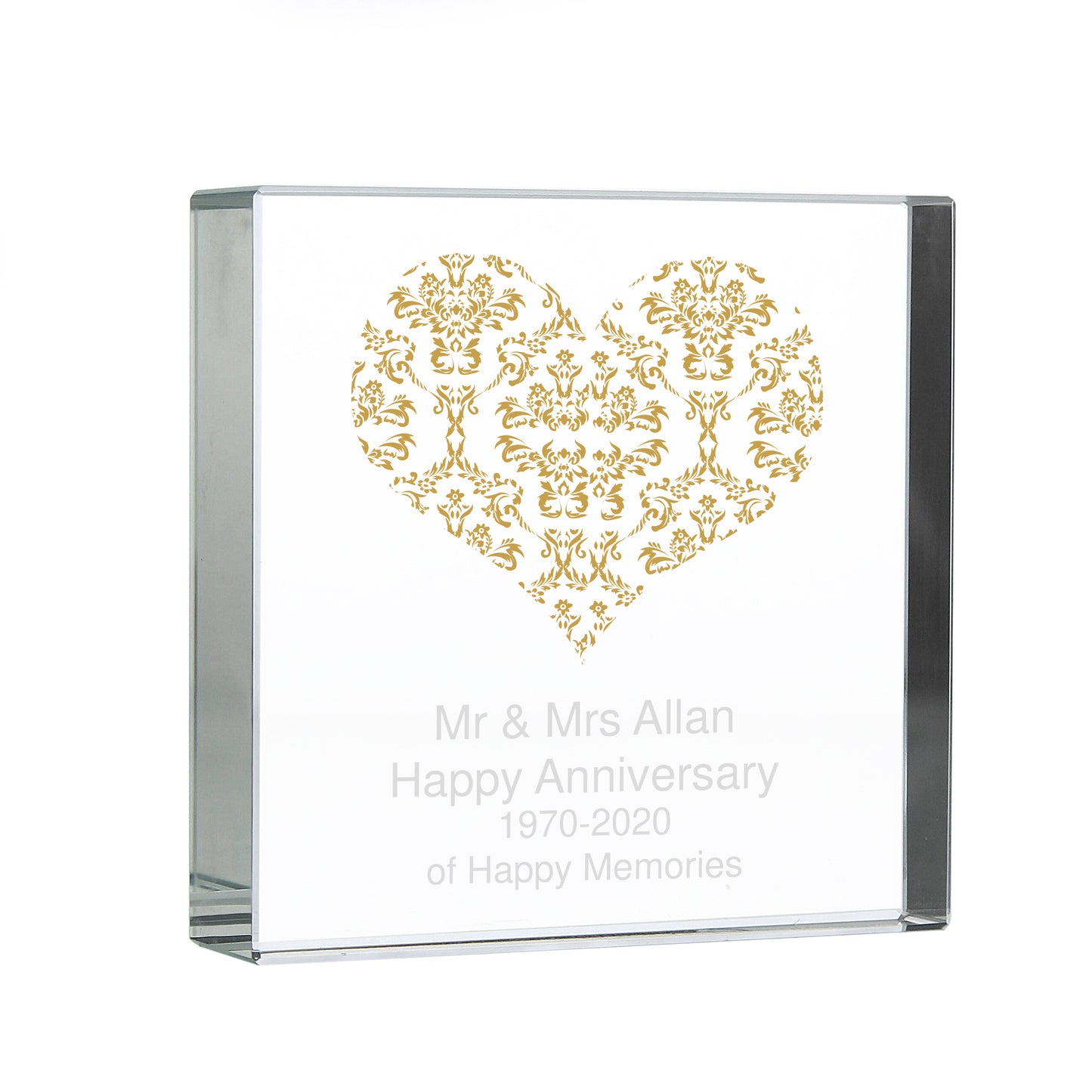 Personalised Gold Damask Heart Crystal Token - image 5