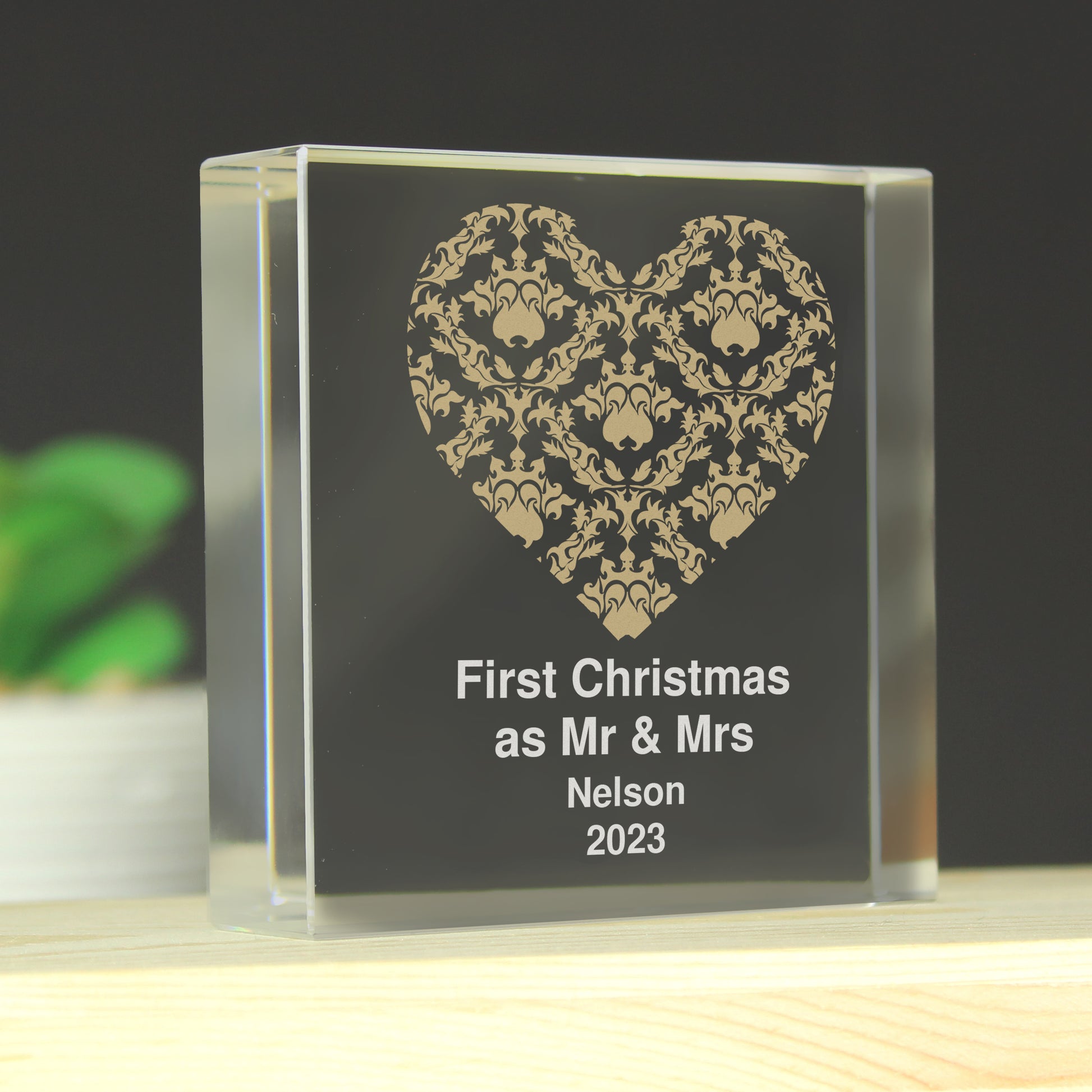 Personalised Gold Damask Heart Crystal Token - image 6