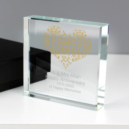 Personalised Gold Damask Heart Crystal Token - image 7