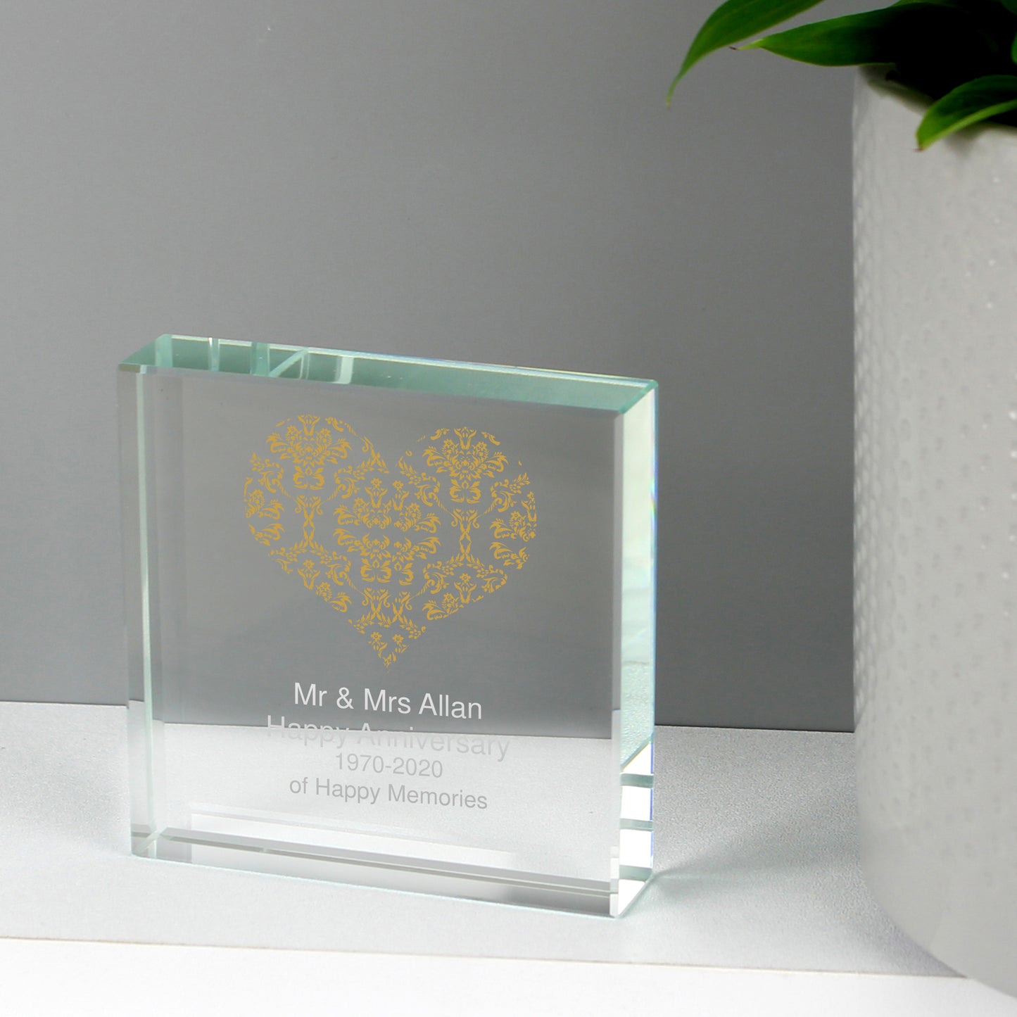 Personalised Gold Damask Heart Crystal Token - image 8