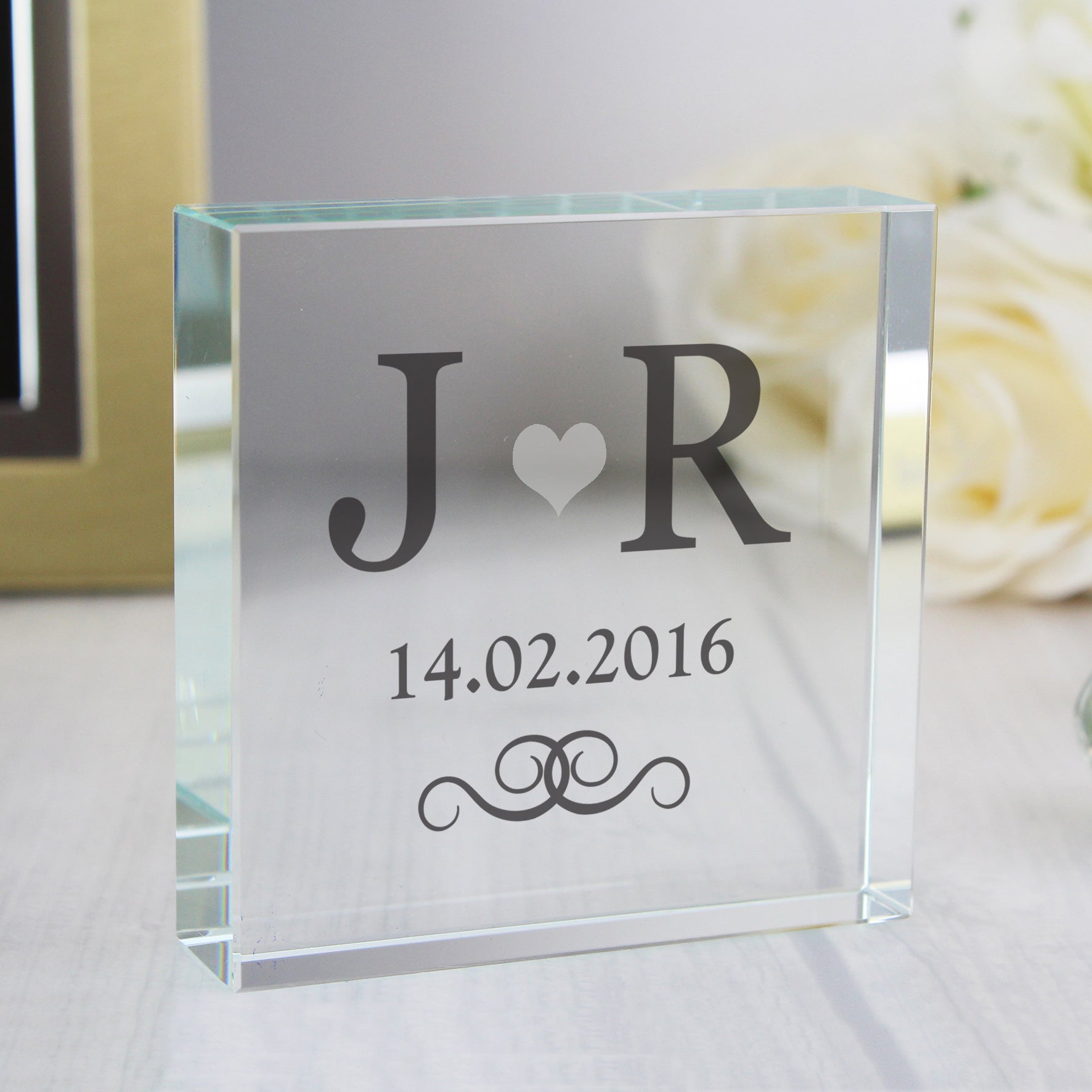 Personalised Silver Monogram Crystal Token from Heartfelt Gifts