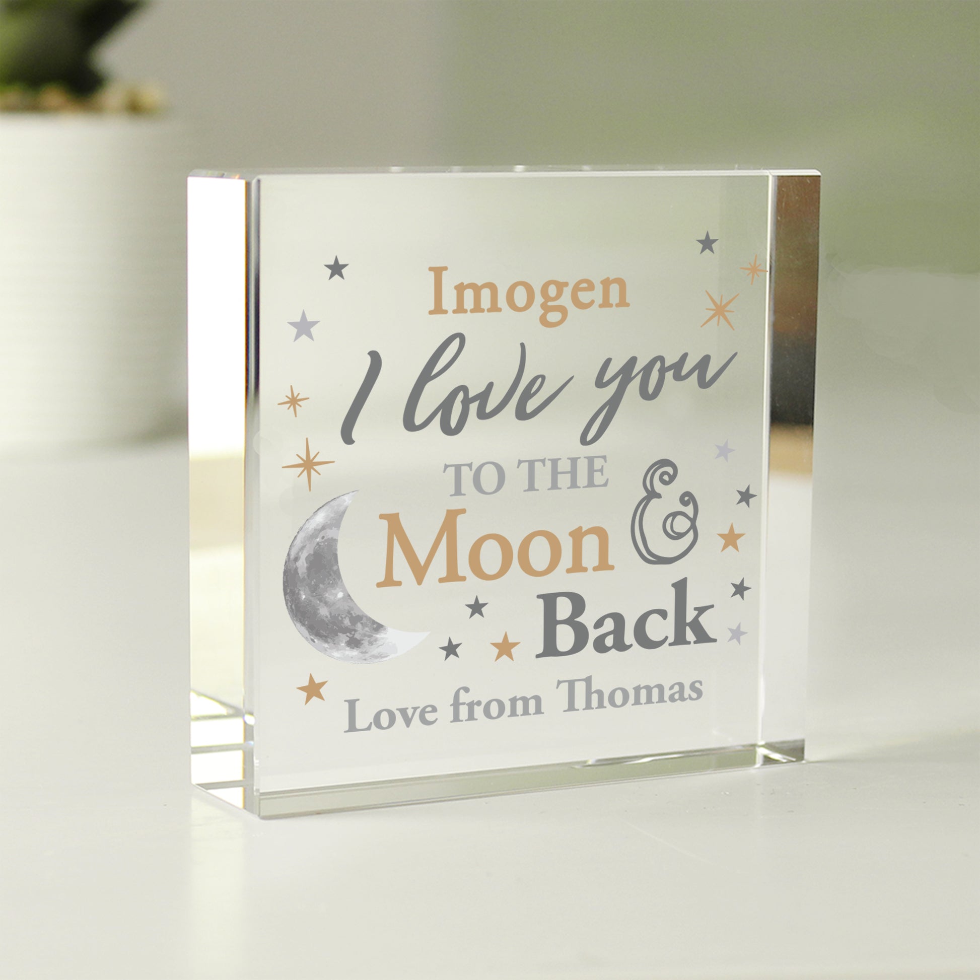 Personalised To the Moon and Back... Crystal Token from Heartfelt Gifts
