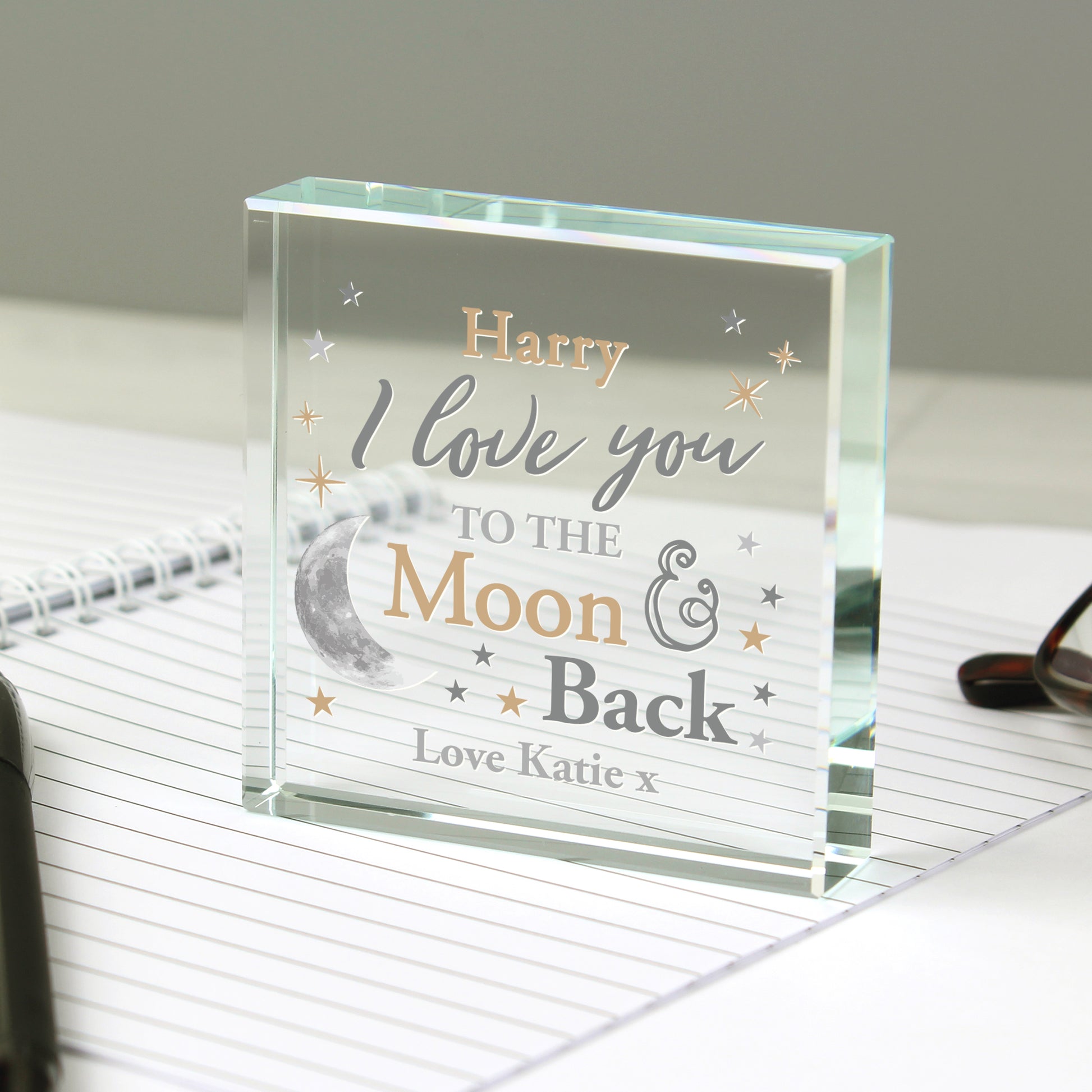 Personalised To the Moon and Back... Crystal Token - image 2