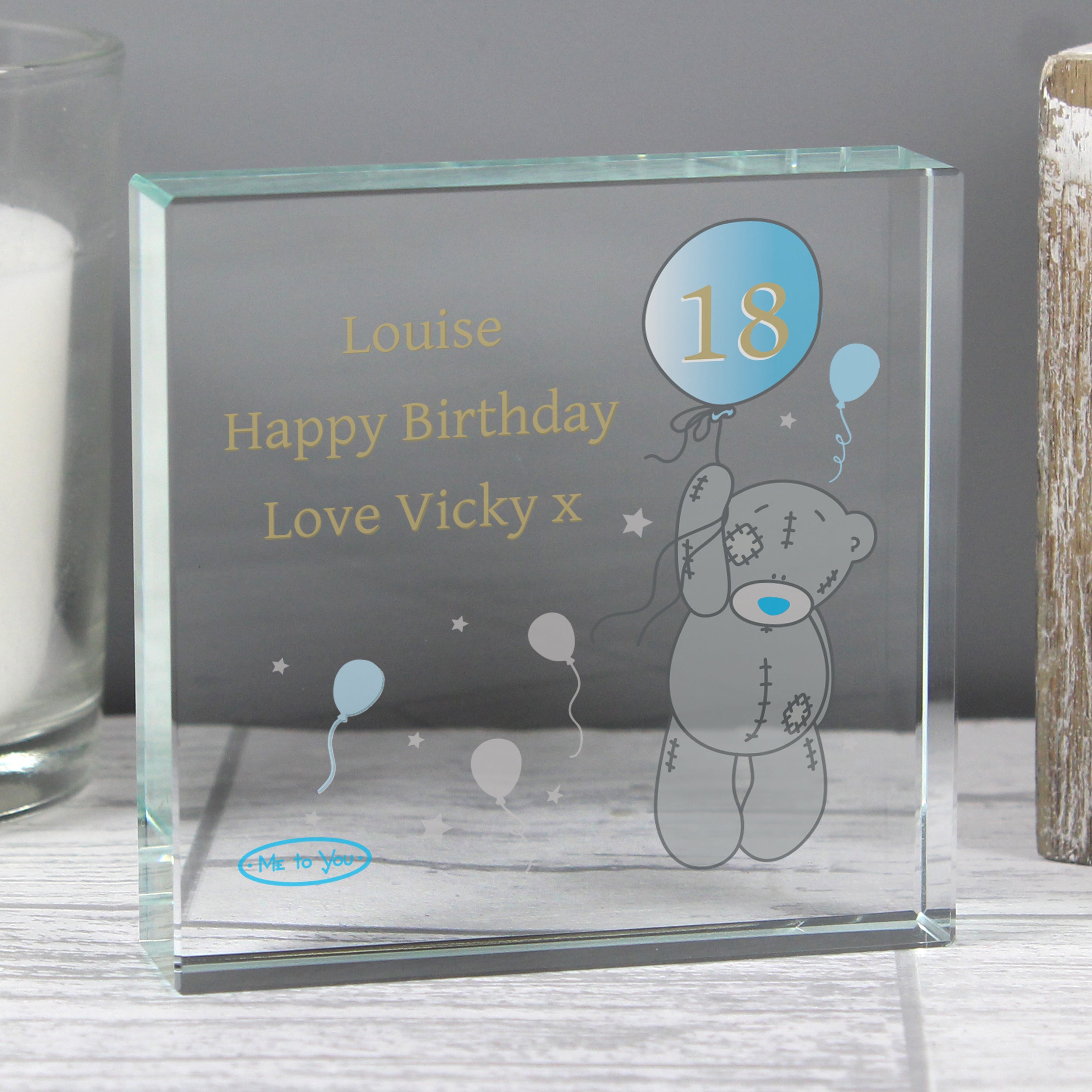 Personalised Me To You Balloon Crystal Token from Heartfelt Gifts