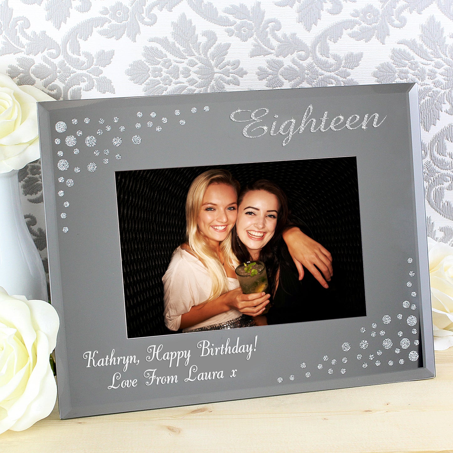Personalised Eighteen Diamante 6x4 Glass Photo Frame from Heartfelt Gifts
