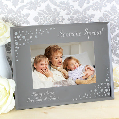 Personalised Any Message 6x4 Landscape Diamante Glass Photo Frame from Heartfelt Gifts