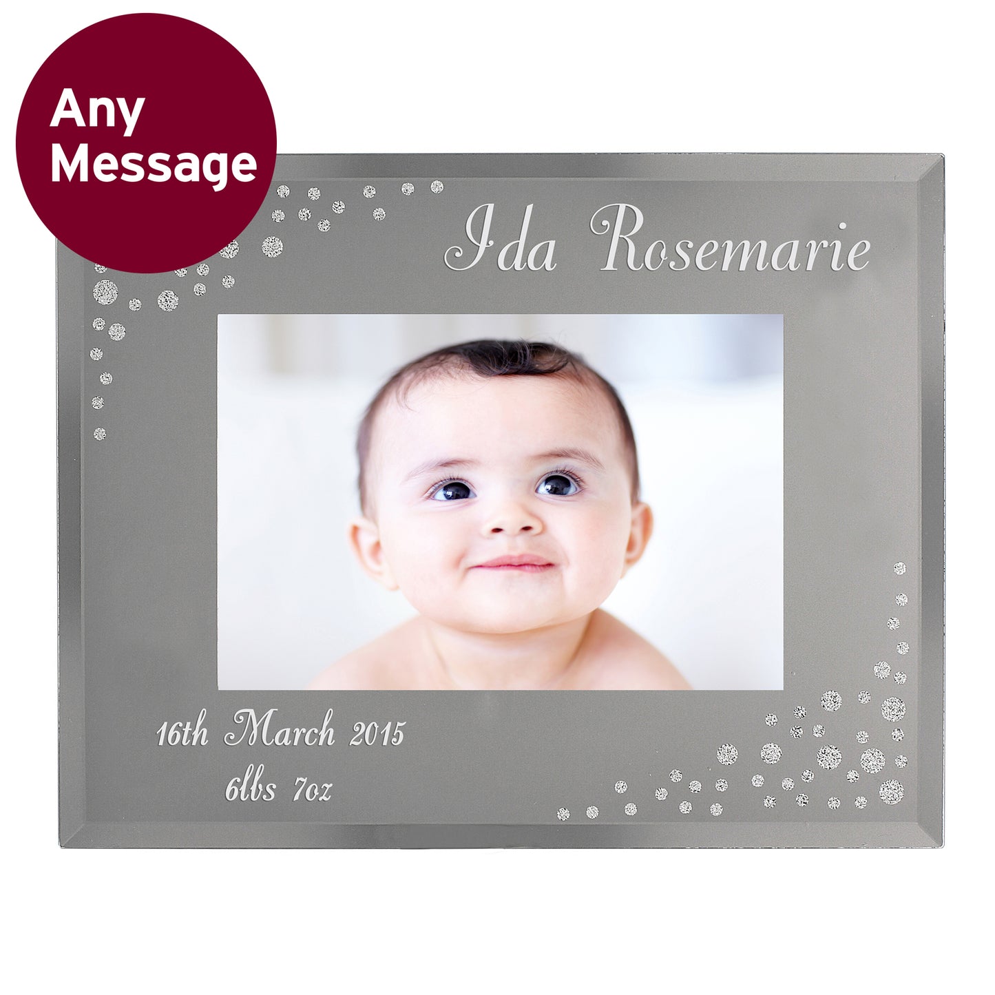 Personalised Any Message 6x4 Landscape Diamante Glass Photo Frame - image 11