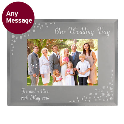 Personalised Any Message 6x4 Landscape Diamante Glass Photo Frame - image 12