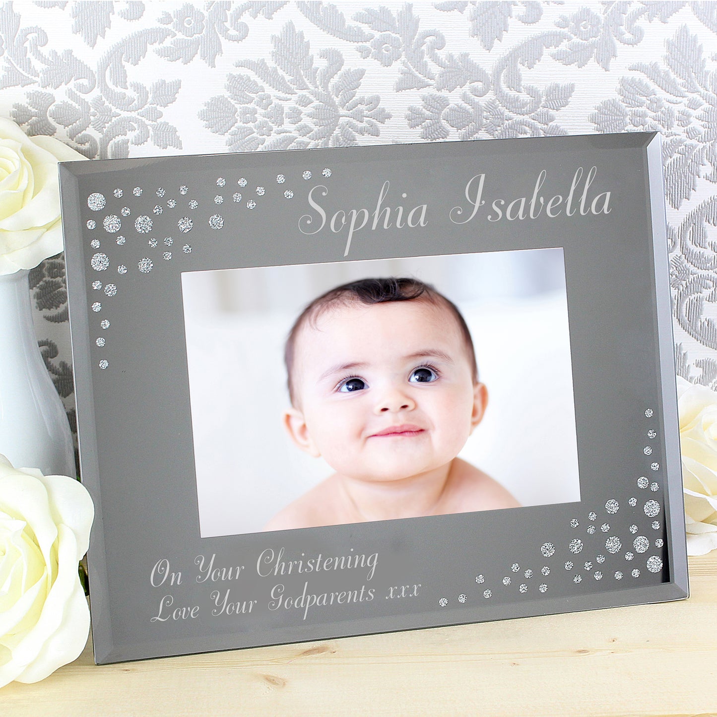 Personalised Any Message 6x4 Landscape Diamante Glass Photo Frame - image 17