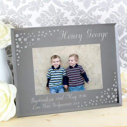 Personalised Any Message 6x4 Landscape Diamante Glass Photo Frame - image 18