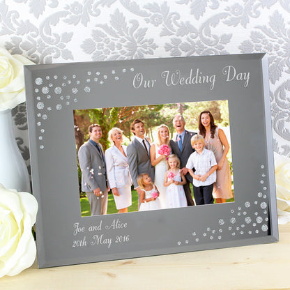 Personalised Any Message 6x4 Landscape Diamante Glass Photo Frame - image 6
