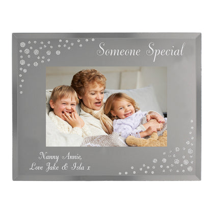 Personalised Any Message 6x4 Landscape Diamante Glass Photo Frame - image 7